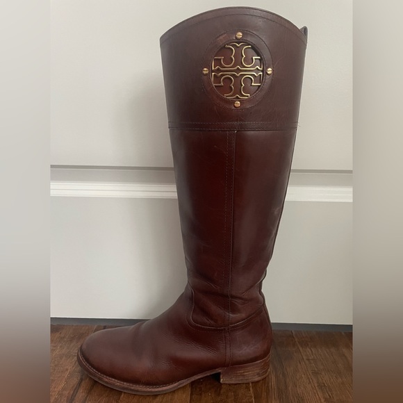 Tory Burch Kiernan Tall Brown Riding Boots Size 8 - Picture 4 of 13